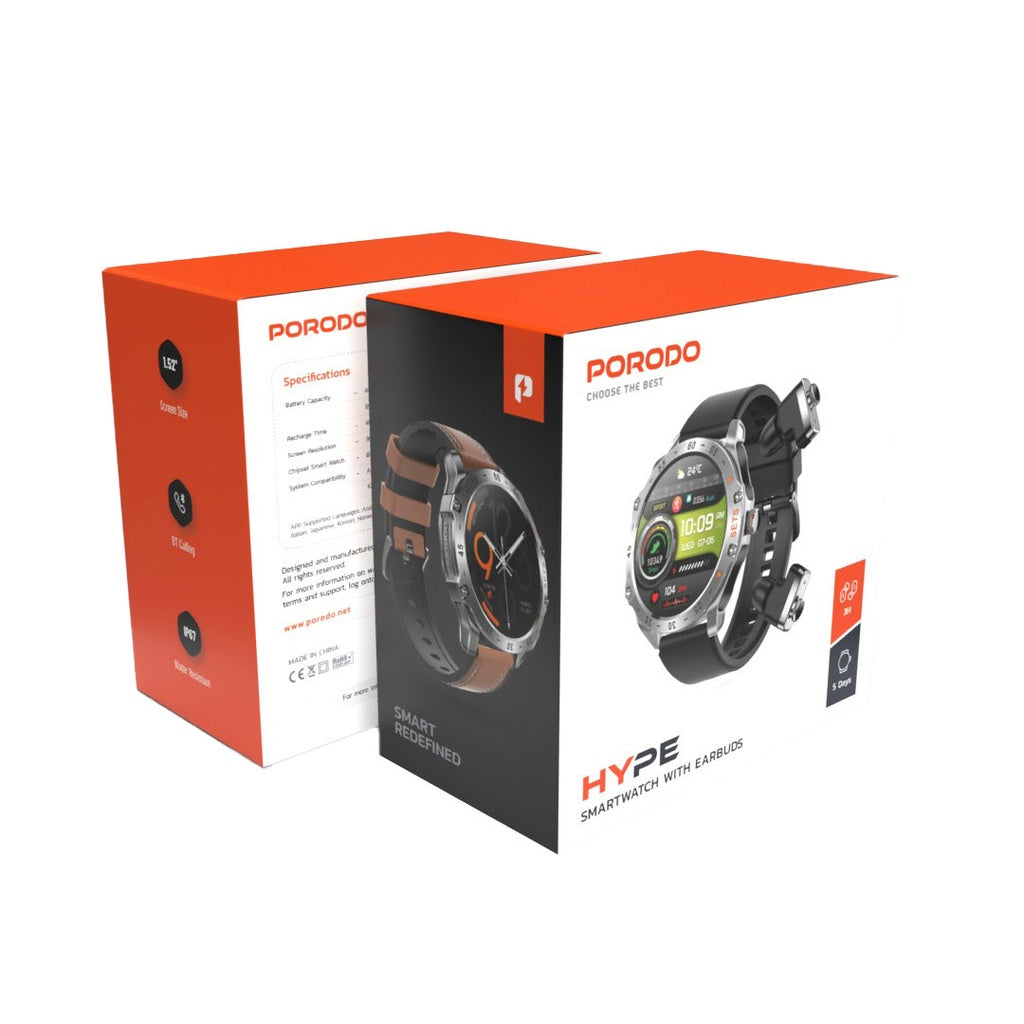 Porodo Hype Smartwatch With Earbuds