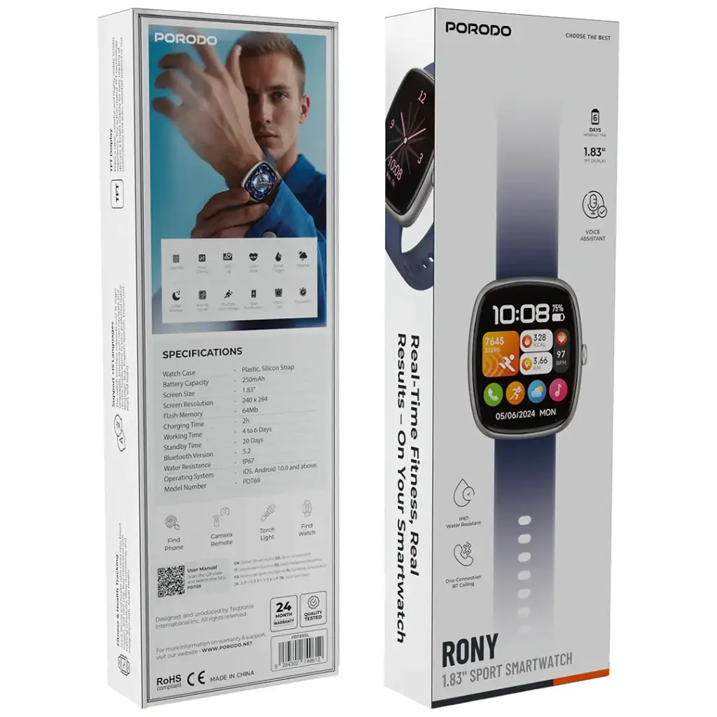 Porodo Rony 1.83" Sport Smart Watch