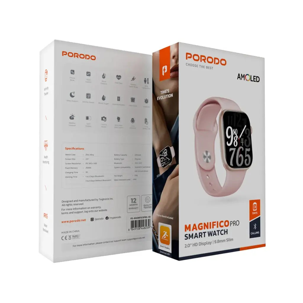 Porodo Jet Black Magnifico Pro Smart Watch