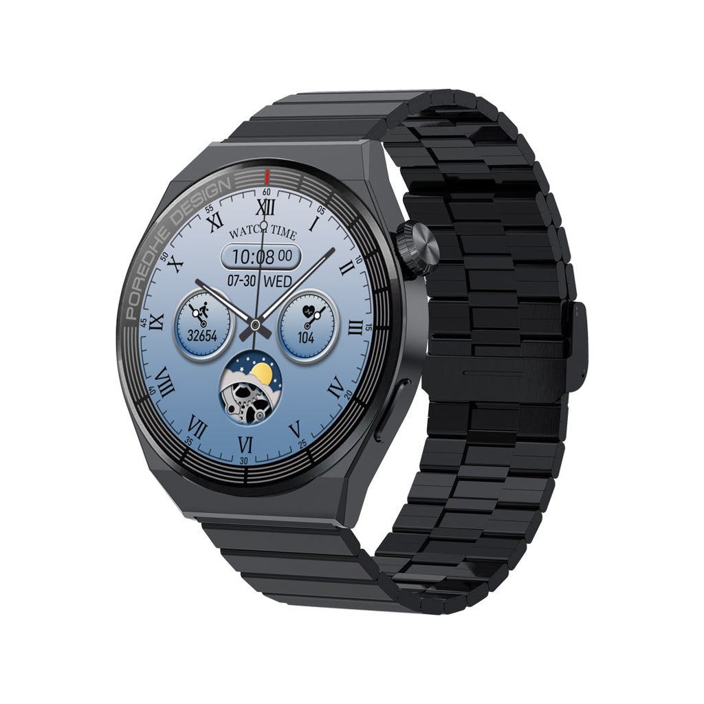 Porodo Zebro Smart Watch Black dial + Black Silicon Strap & Metal strapp