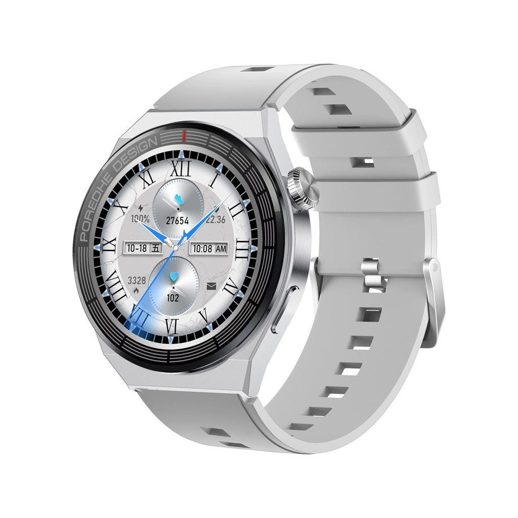 Porodo Zebro Smart Watch Silver dial + Grey Silicon Strap & Silver Metal strap