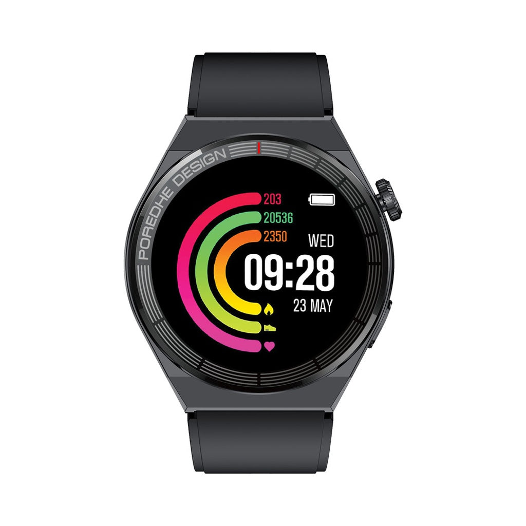 Porodo Zebro Smart Watch Black dial + Black Silicon Strap & Metal strapp