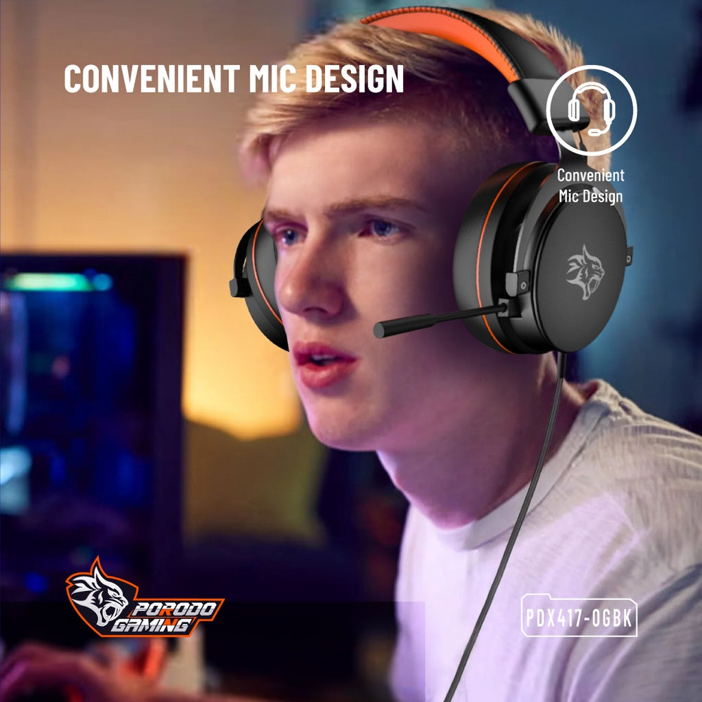 Porodo Gaming 7.1 Surround Gaming Headset Soft Breathable Ear Pads