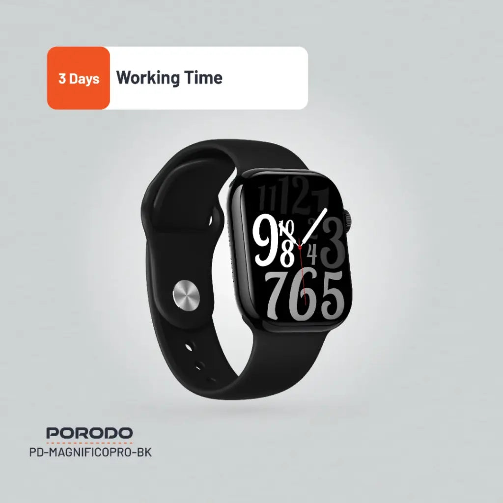 Porodo Jet Black Magnifico Pro Smart Watch