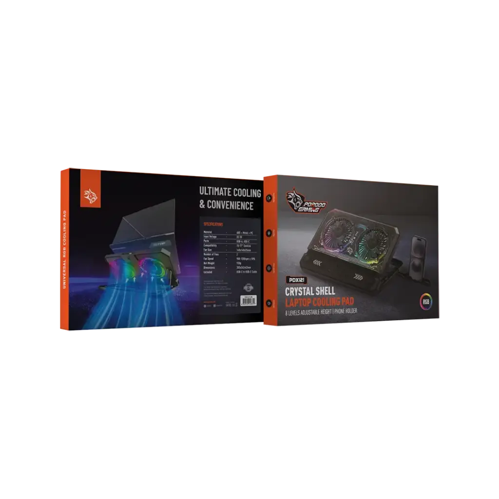 Porodo Gaming Crystal Shell Laptop Cooling Pad