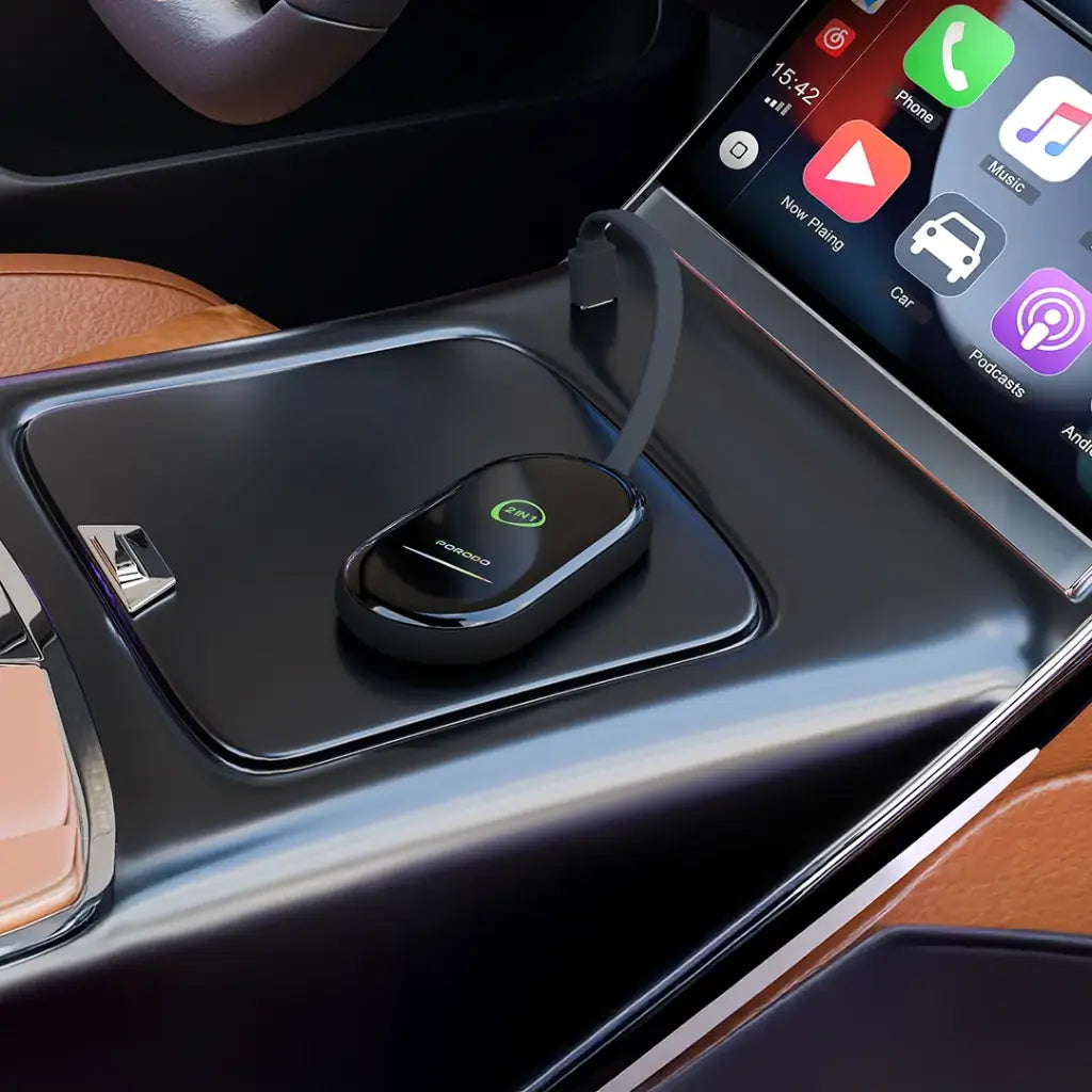Porodo Play-X Wireless Carplay Adapter with Wi-Fi and Bluetooth Connectivity