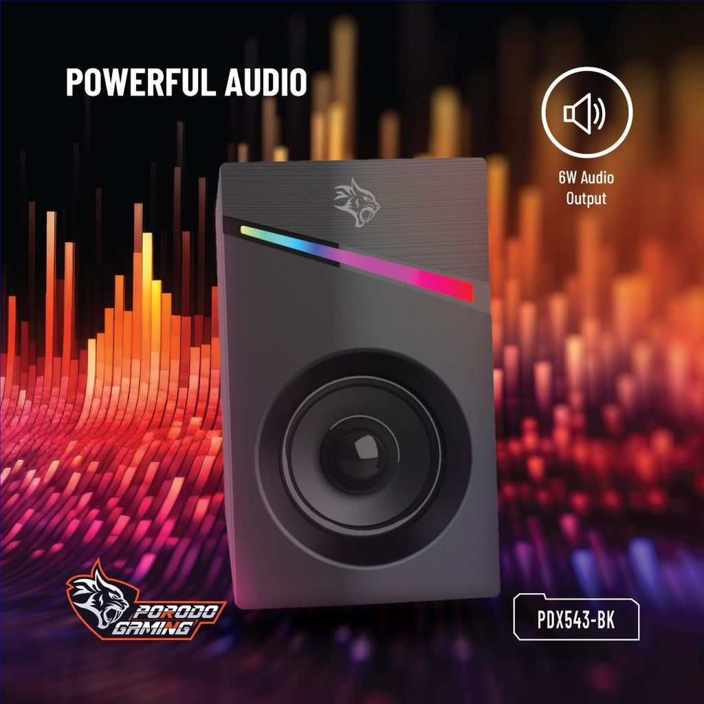 Porodo Gaming Stereo Gaming Speakers Volume Knob Control