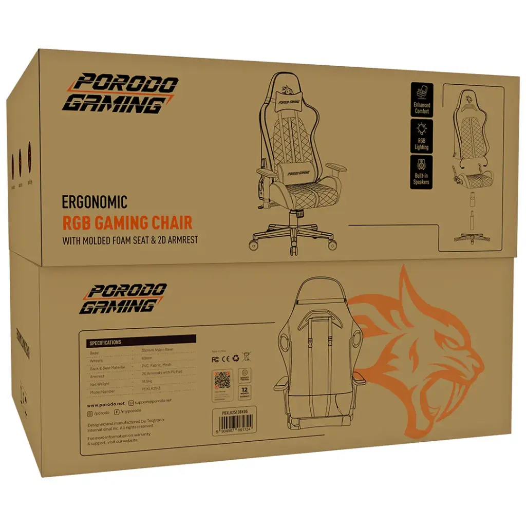 Porodo Gaming Ergonomic RGB Gaming Chair