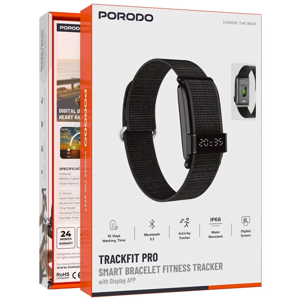 Porodo Trackfit Pro Smart Bracelet Fitness Tracker with Display APP