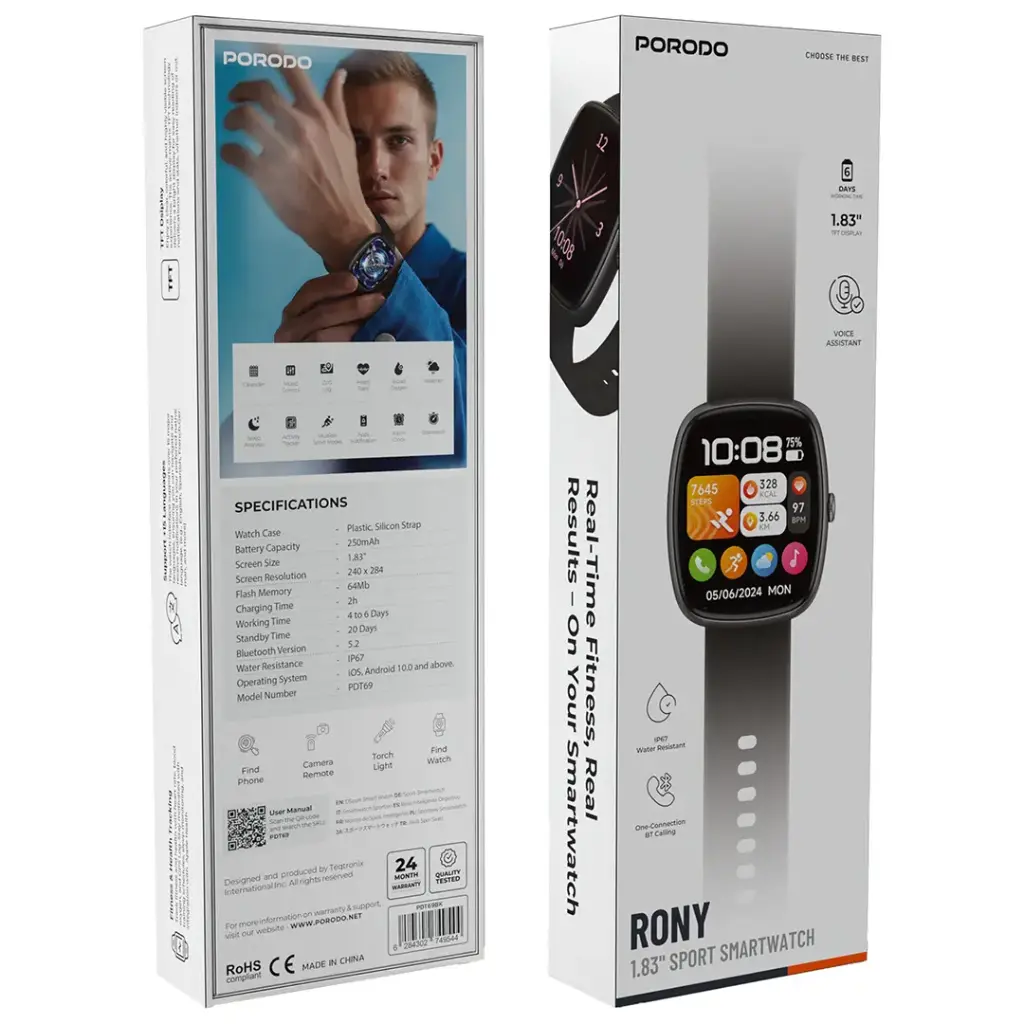 Porodo Rony 1.83" Sport Smart Watch