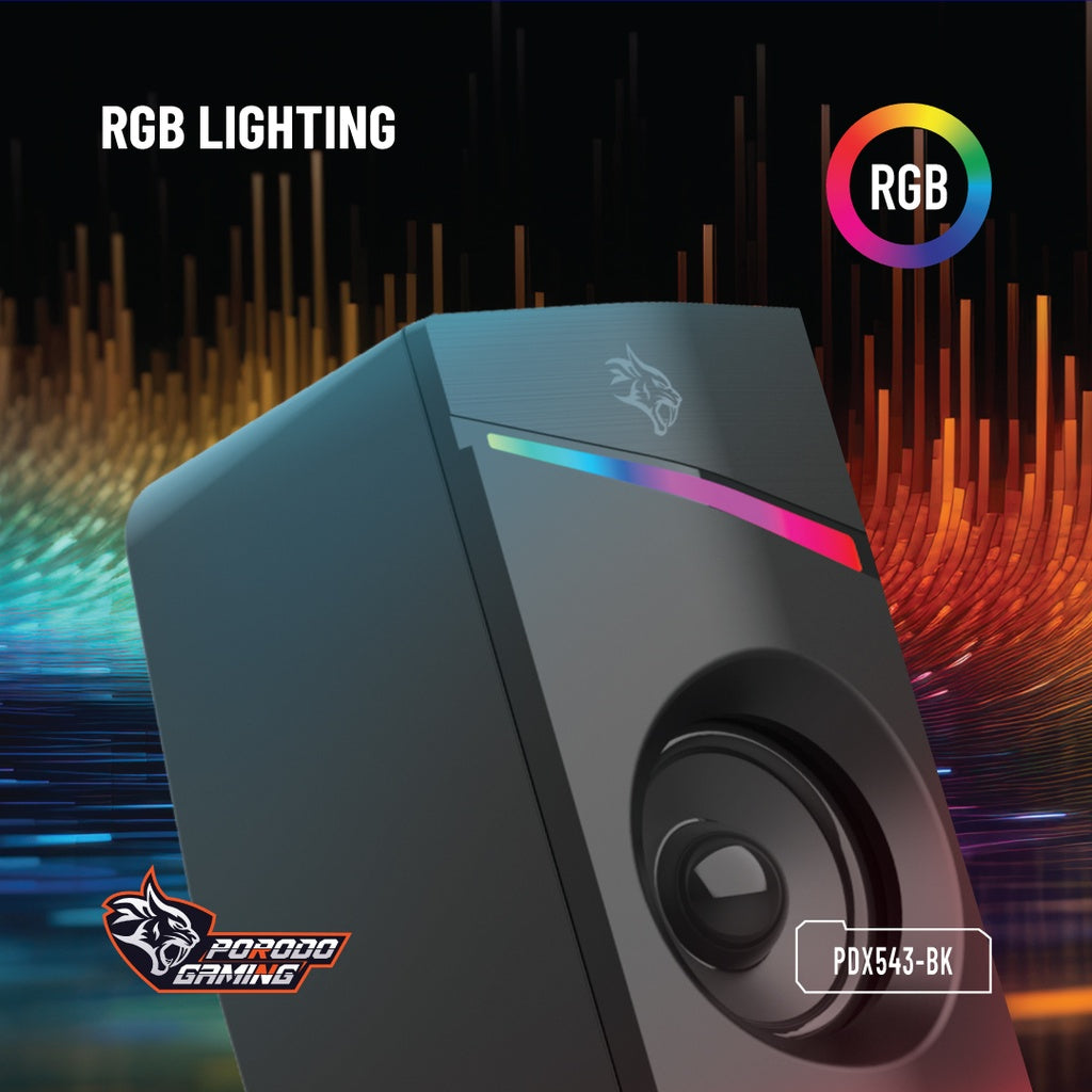 Porodo Gaming Stereo Gaming Speakers Volume Knob Control