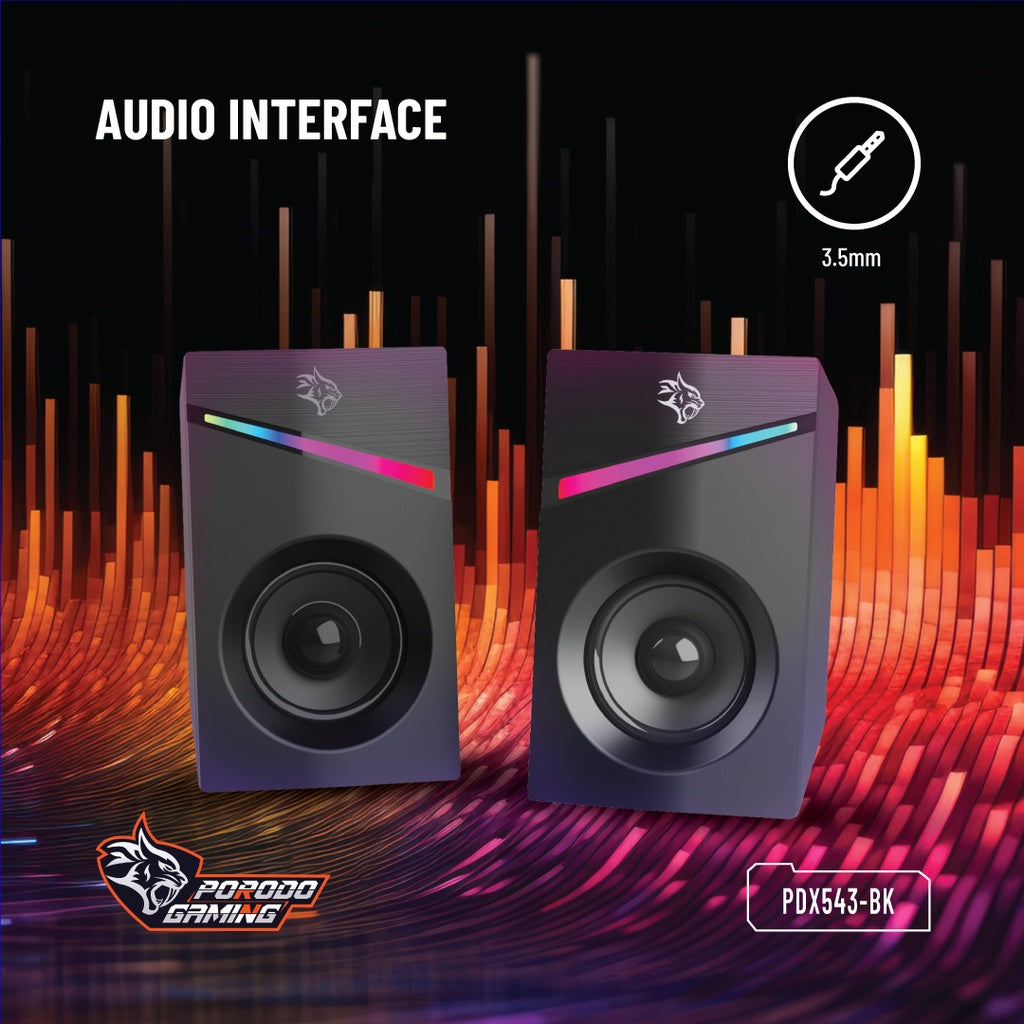 Porodo Gaming Stereo Gaming Speakers Volume Knob Control
