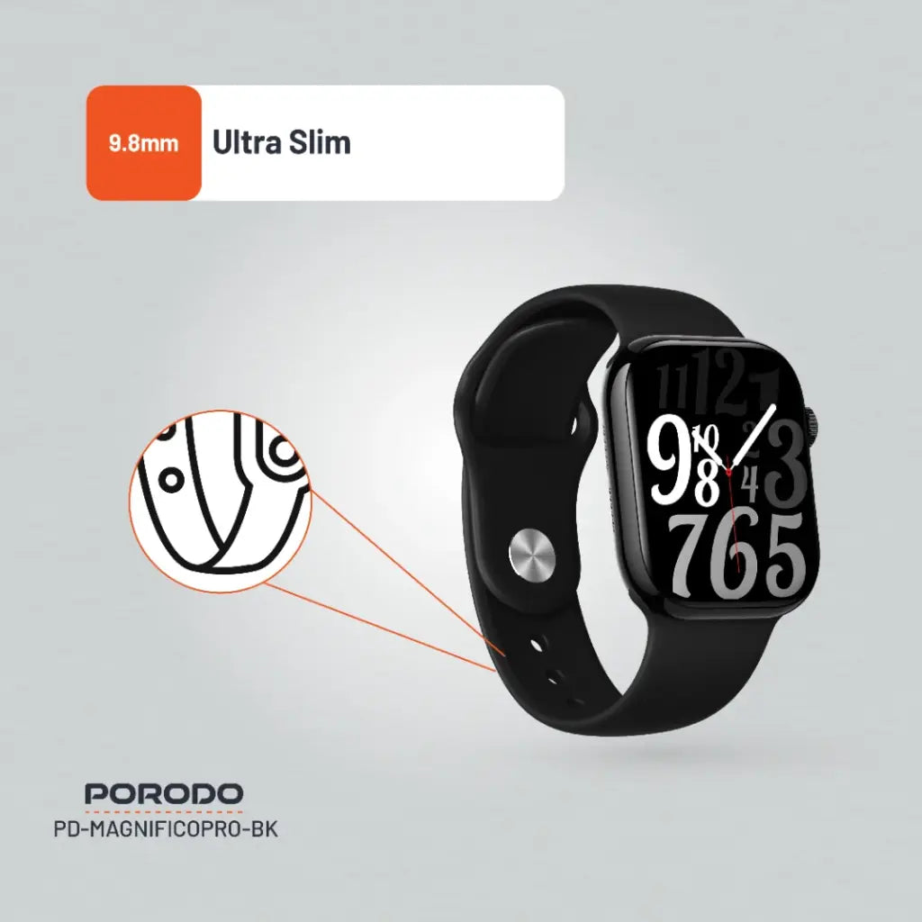 Porodo Jet Black Magnifico Pro Smart Watch