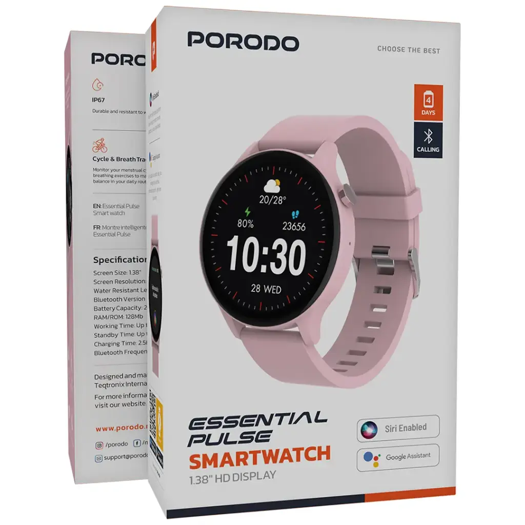 Porodo Essential Pulse Smart Watch 1.38" HD Display
