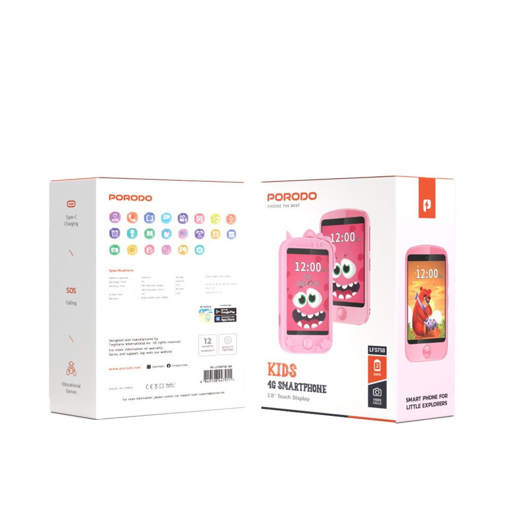 Porodo Kids Phone with Case and Lanyard 700mAh 192MB