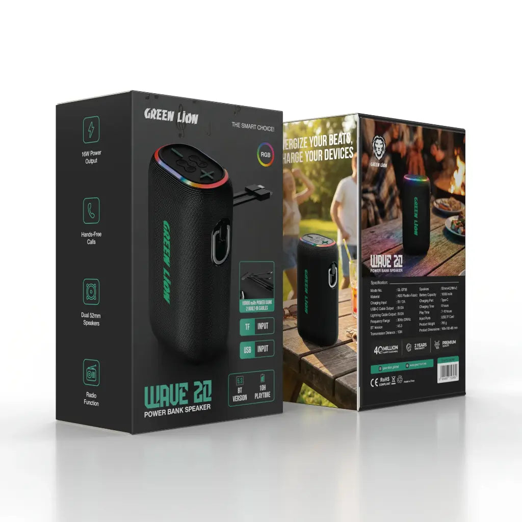 Green Lion WAVE 20 Speaker with 10000mAh Power Bank