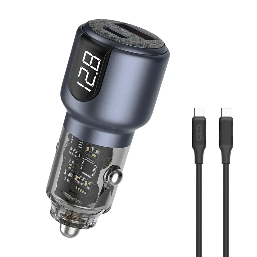 Green Lion Dual Port Car Charger PD+QC 75W C to C 1m Cable