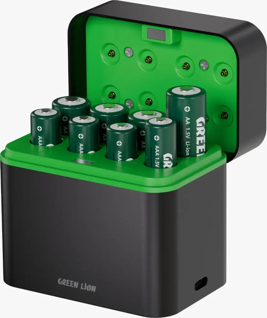 Green Lion RECHARGEABLE 4*AA + 4*AAA Battery Dock USB- C