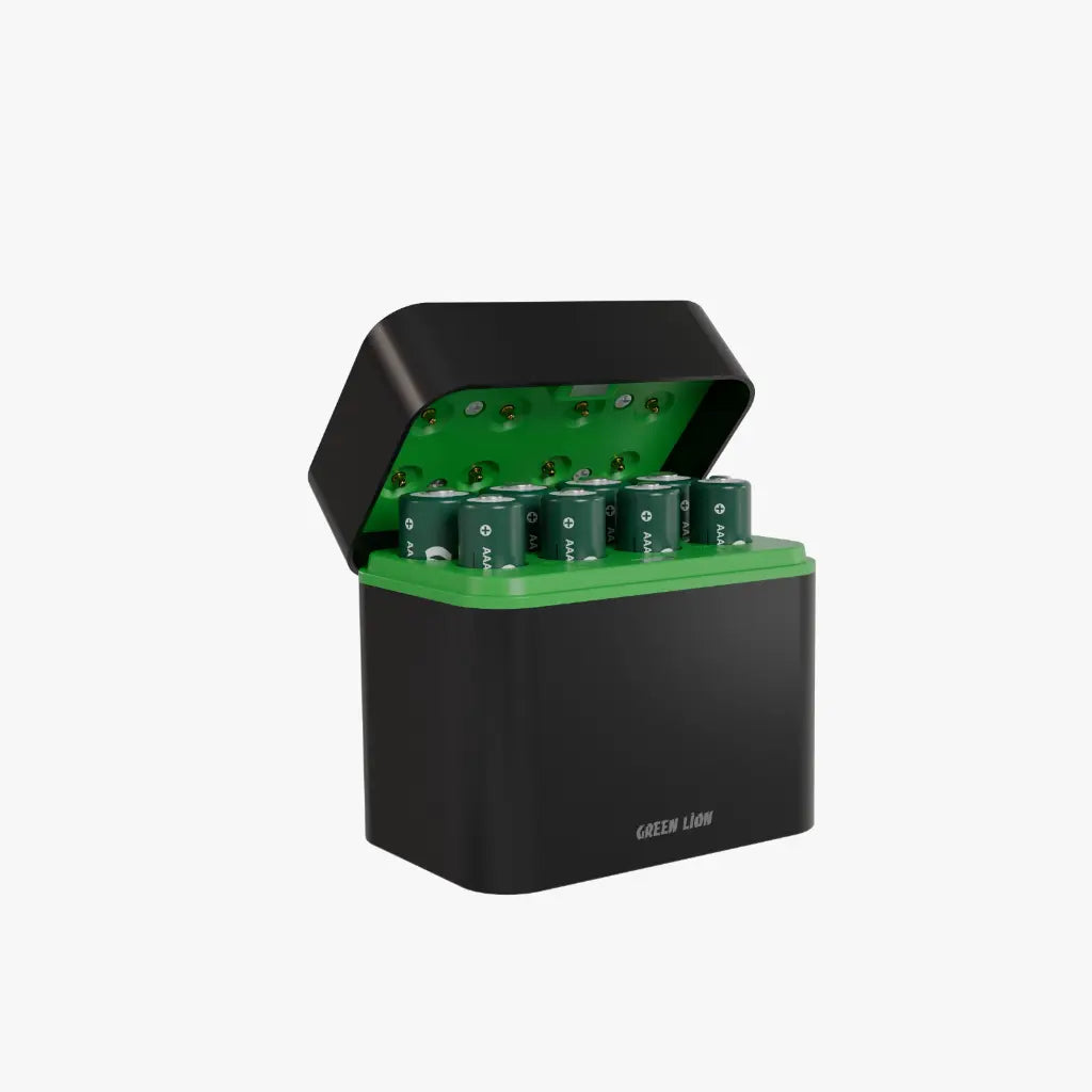 Green Lion RECHARGEABLE 8*AAA Battery Dock USB-C - Black