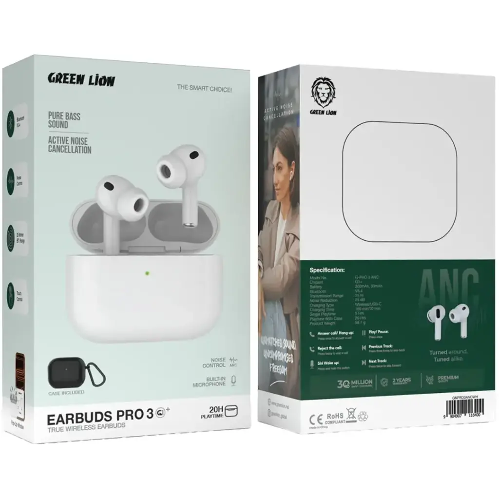 Green Lion Earbuds Pro 3 True Wireless Earbuds with ANC