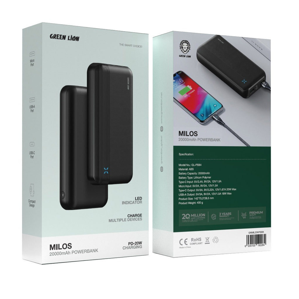 Green Lion Milos 20000mAh Power bank PD20W