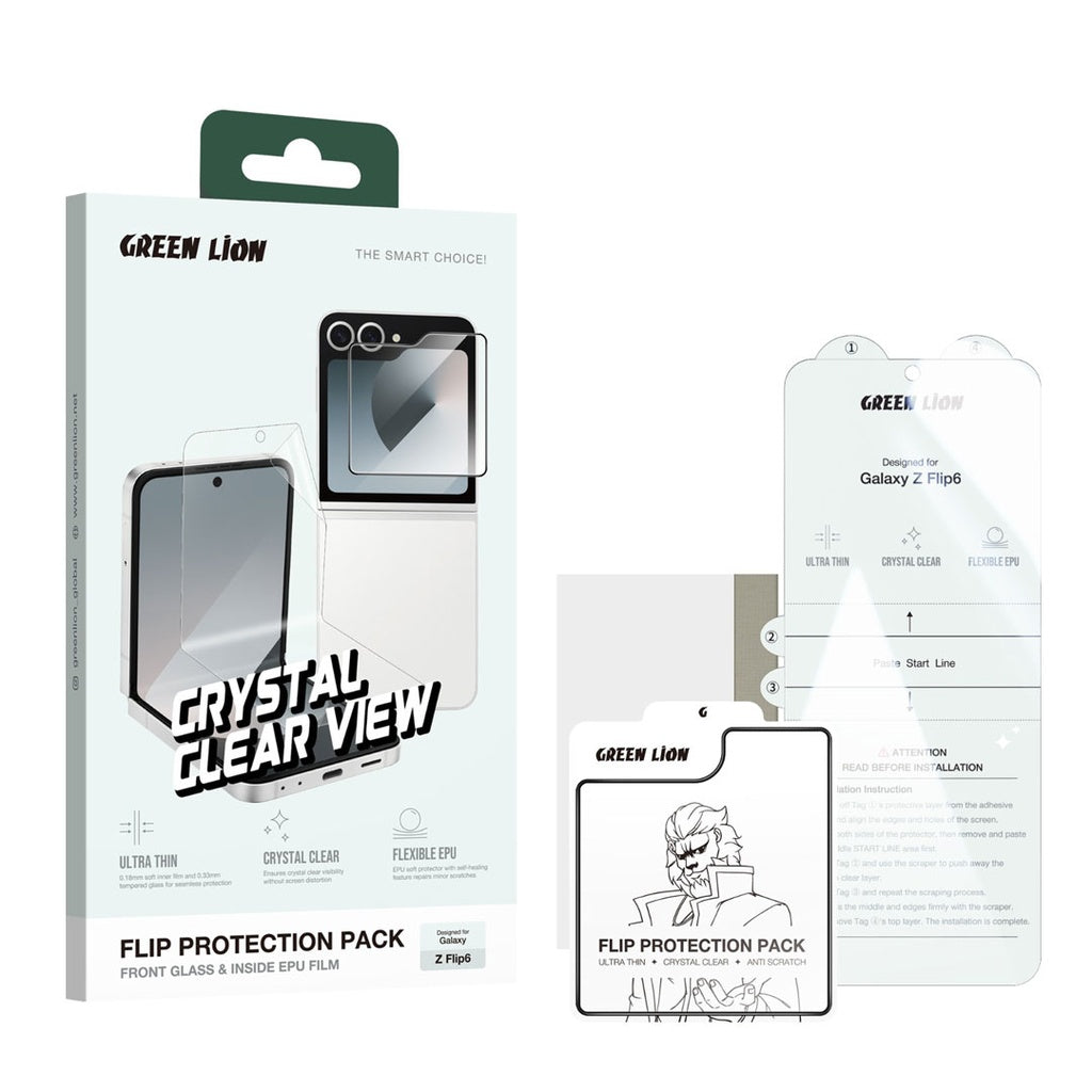 Green Lion Samsung Galaxy Z Flip 6 Fold Protection Pack - Clear