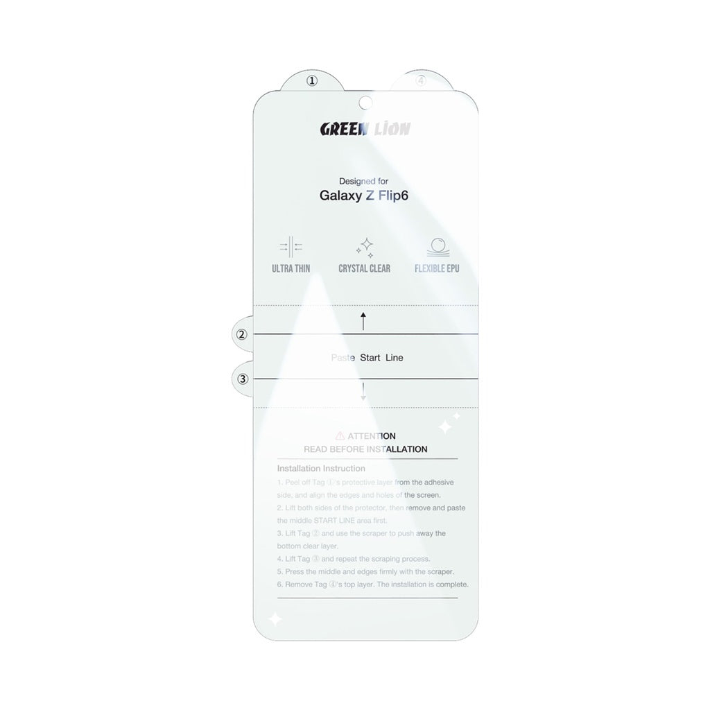 Green Lion Samsung Galaxy Z Flip 6 Fold Protection Pack - Clear