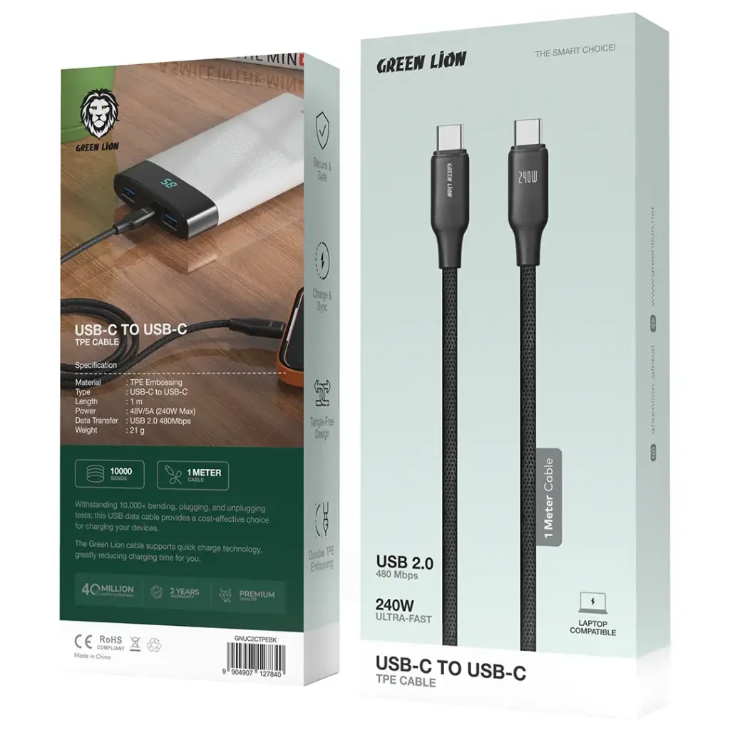 Green Lion USB-C to USB-C TPE 1M Cable 240W