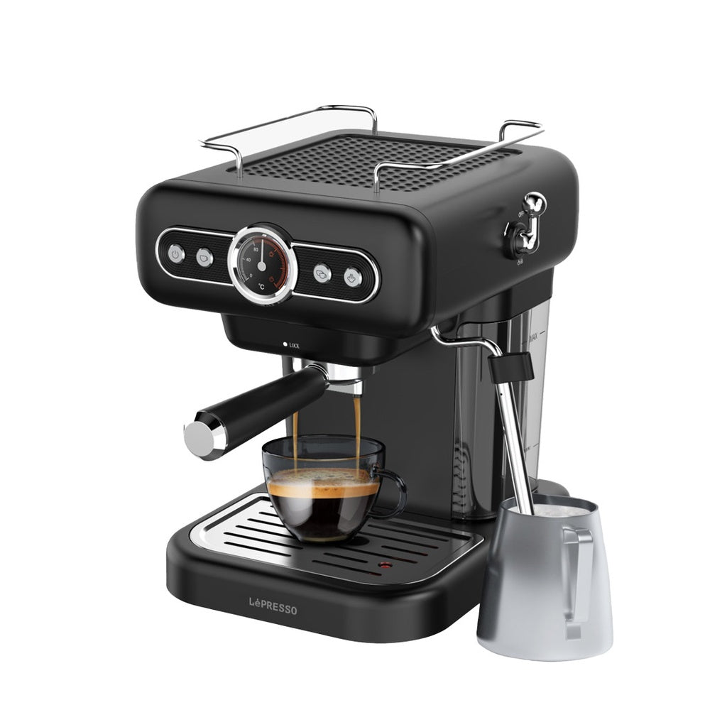 LePresso Retro Espresso Machine Boiler Gauge And Milk Steamer