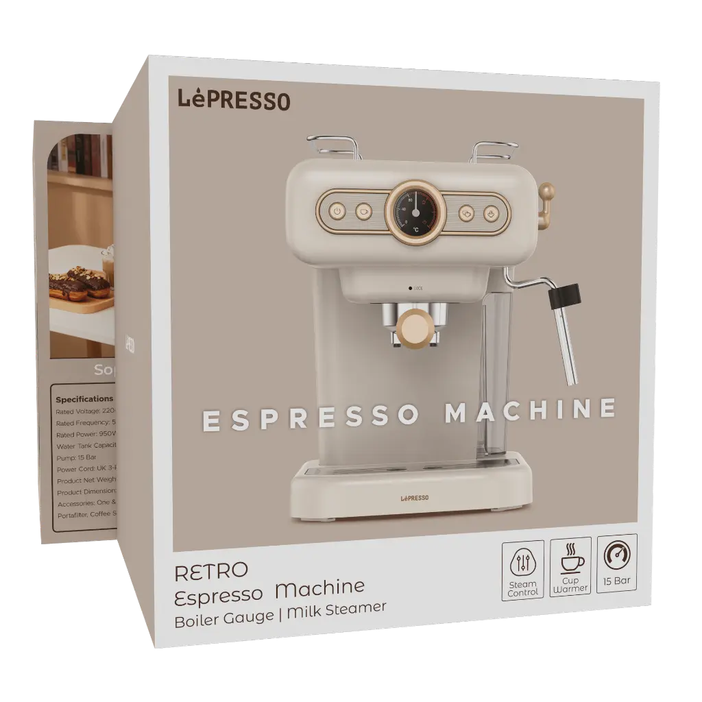 LePresso Retro Espresso Machine Boiler Gauge And Milk Steamer