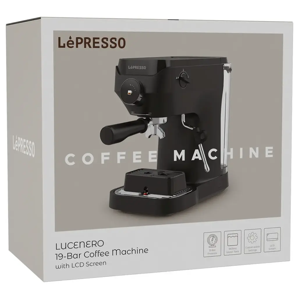 LePresso LuceNero 19-Bar Coffee Machine with LCD Screen