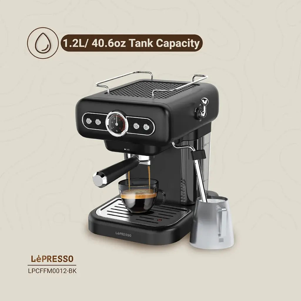 LePresso Retro Espresso Machine Boiler Gauge And Milk Steamer