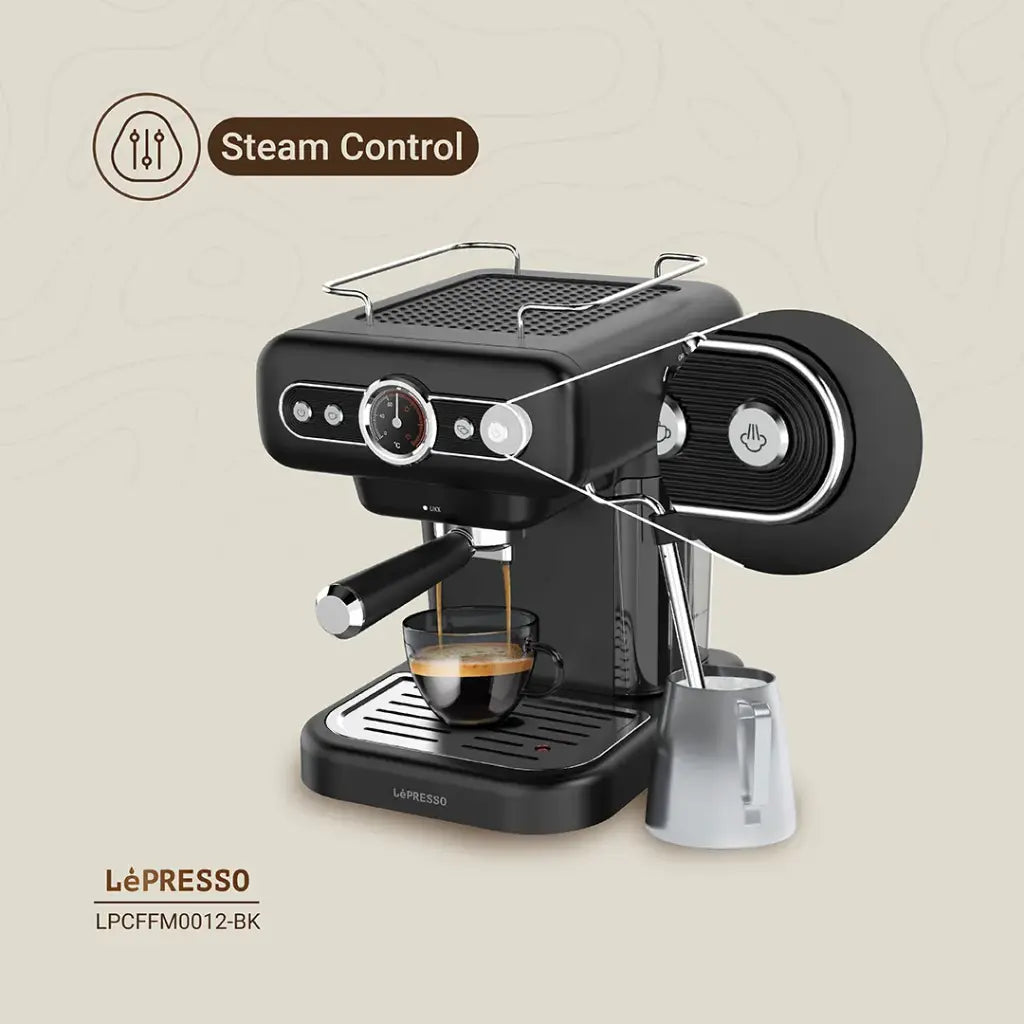 LePresso Retro Espresso Machine Boiler Gauge And Milk Steamer