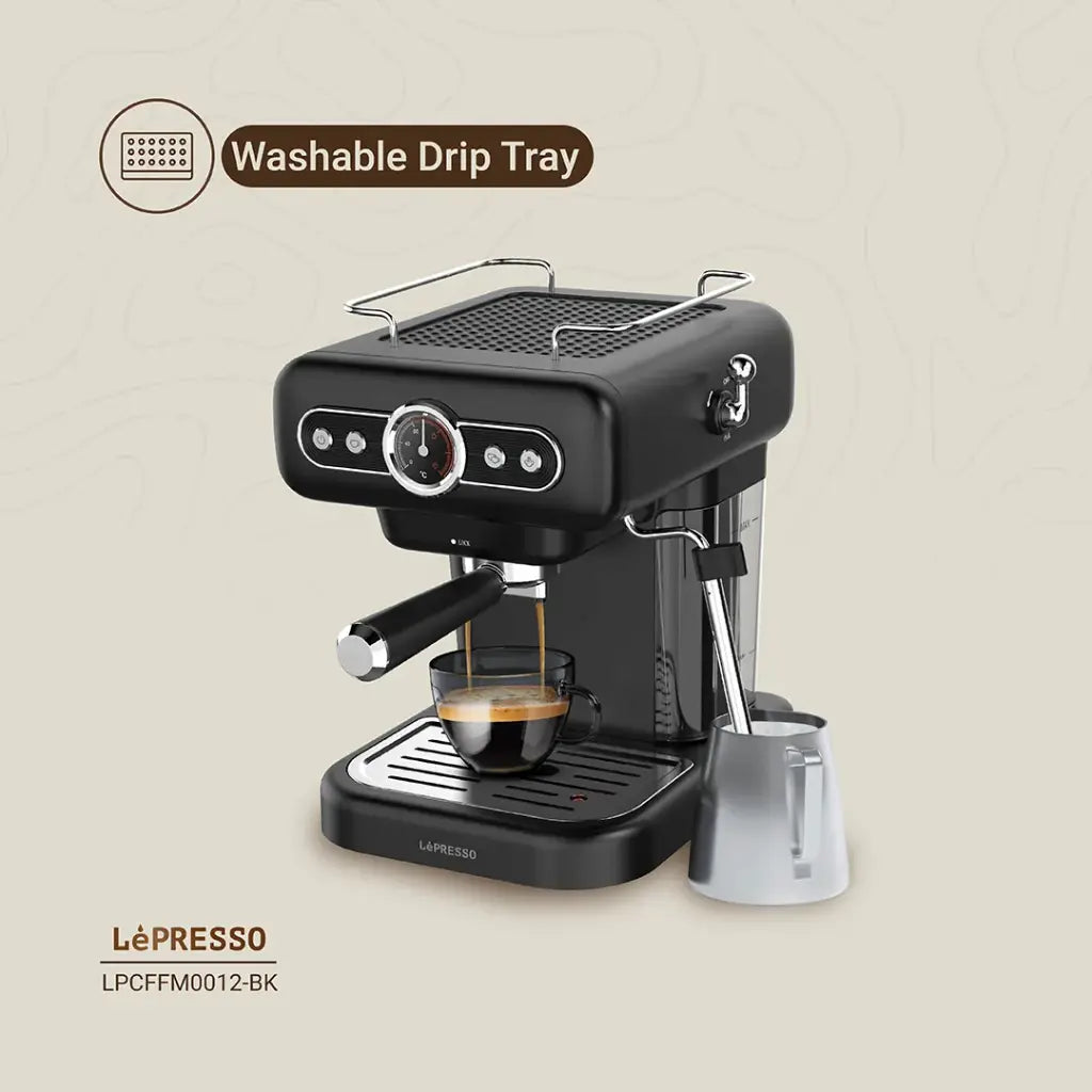 LePresso Retro Espresso Machine Boiler Gauge And Milk Steamer