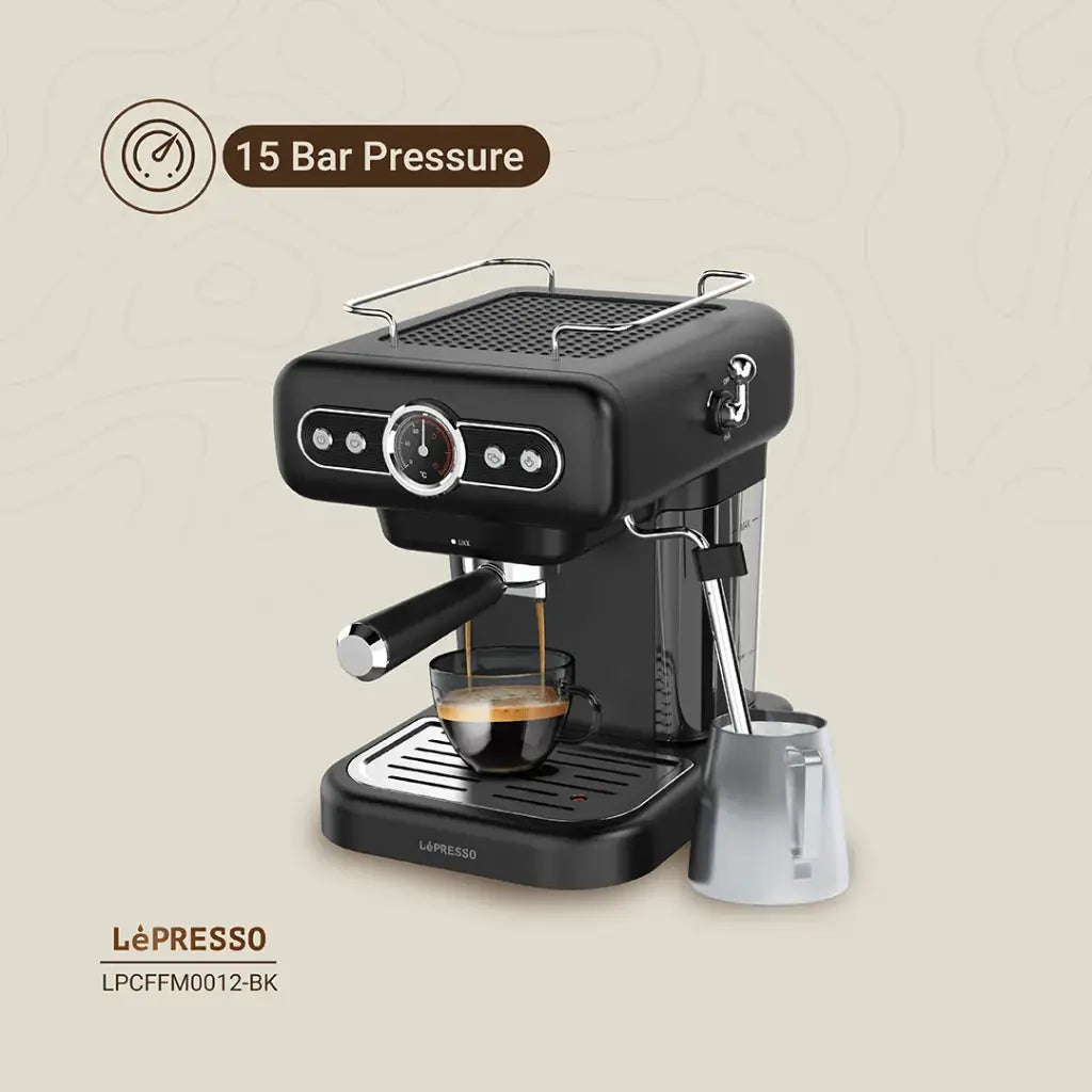 LePresso Retro Espresso Machine Boiler Gauge And Milk Steamer