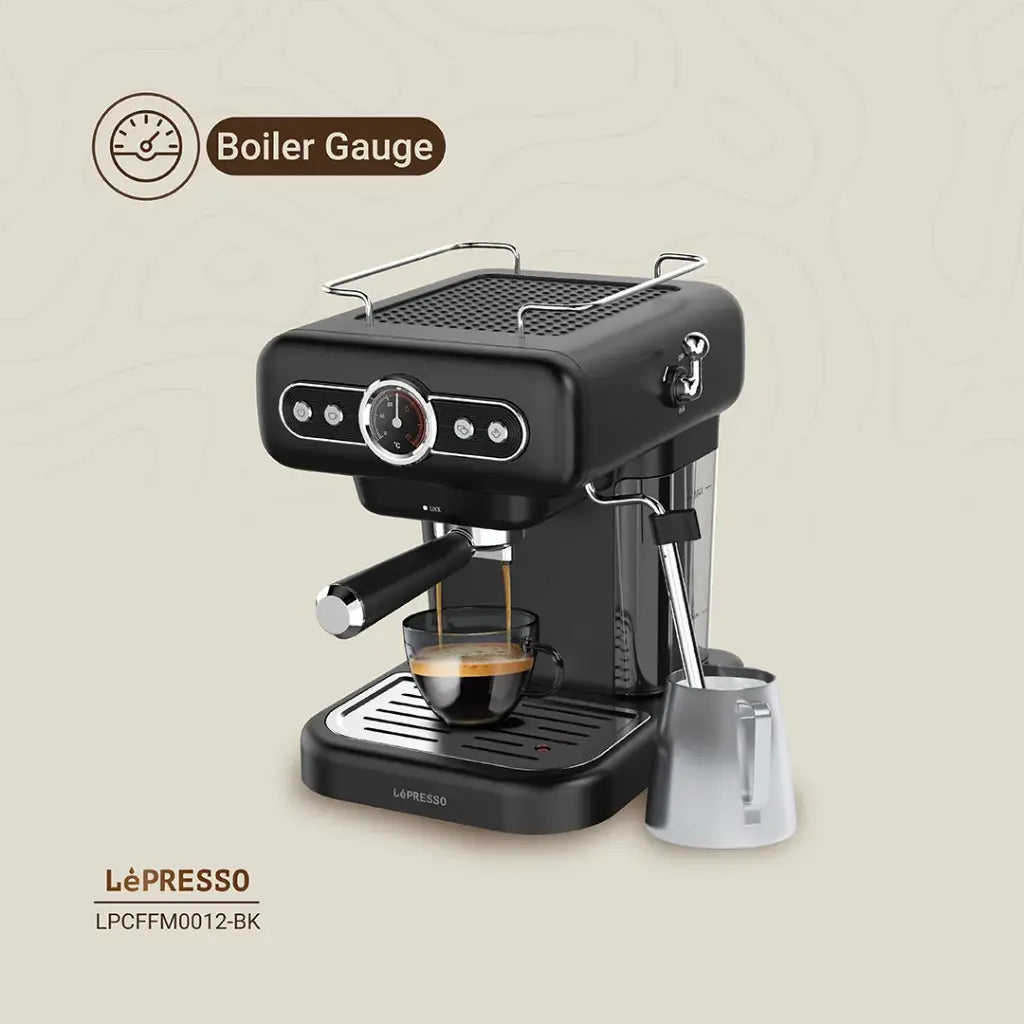 LePresso Retro Espresso Machine Boiler Gauge And Milk Steamer