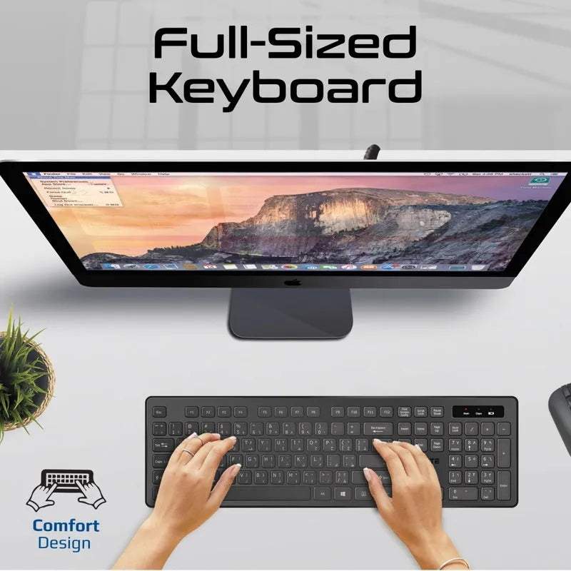 PROMATE Wireless Keyboard And Mouse Combo – Sleek Profile, Full-Size Design | ProCombo-13 |