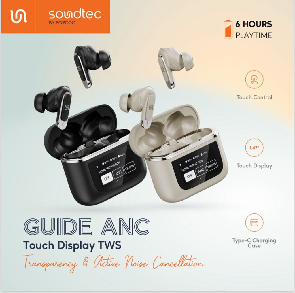 Porodo Soundtec Guide ANC TWS Earbuds With Touch Screen | PD-STGUIDE |