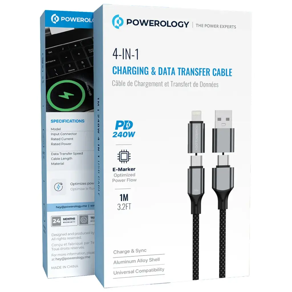 Powerology 4-In-1 Charging & Data Transfer Cable