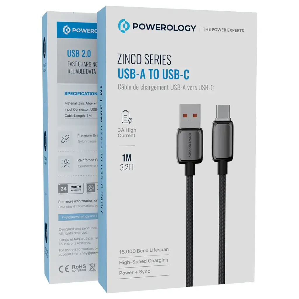 Powerology Zinco Series USB-A to USB- C