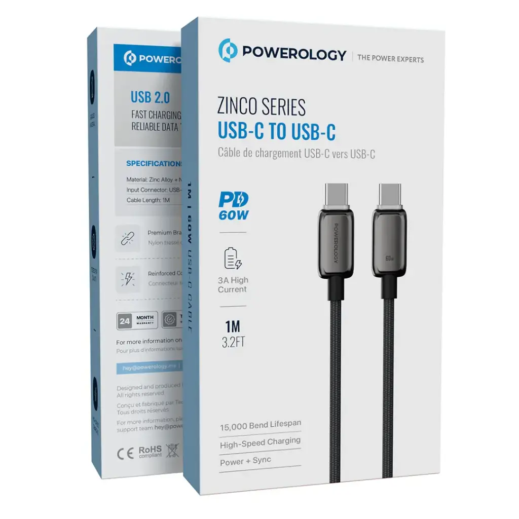 Powerology Zinco Series USB-C to USB- C
